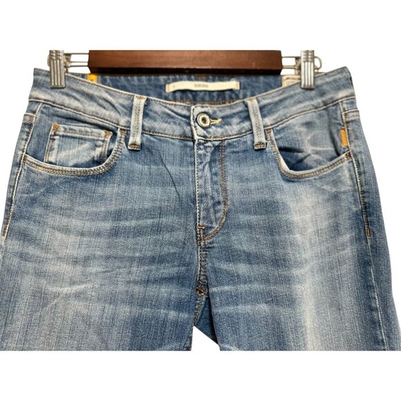 Meltin Pot Roksana Wide Leg Tailored Jeans Women 28 Blue Low Rise Y2K Bell Flare - Picture 12 of 16